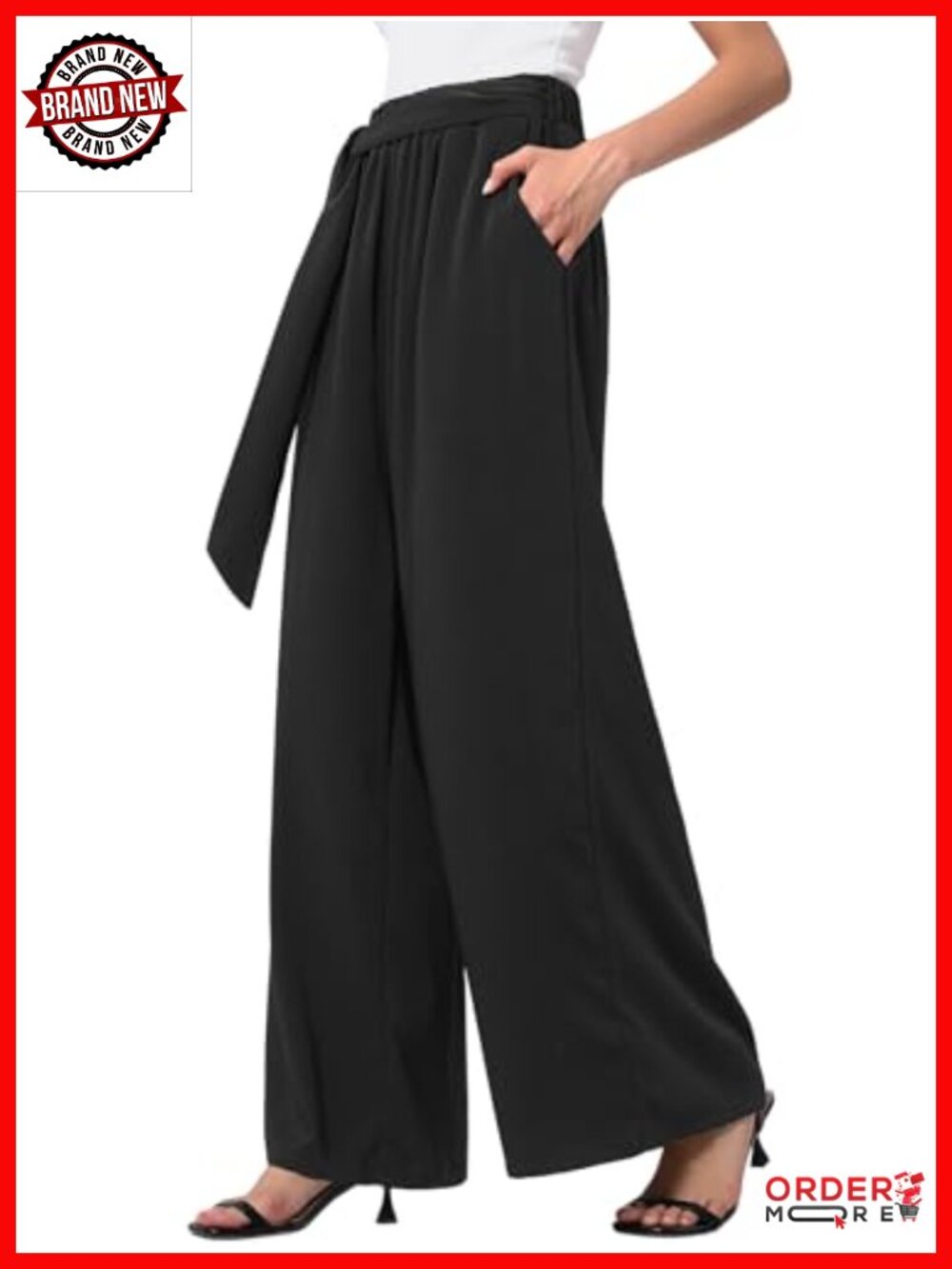 Women's Wide Leg Dressy Flowy Palazzo Pants Polyester Lounge Work Pleated